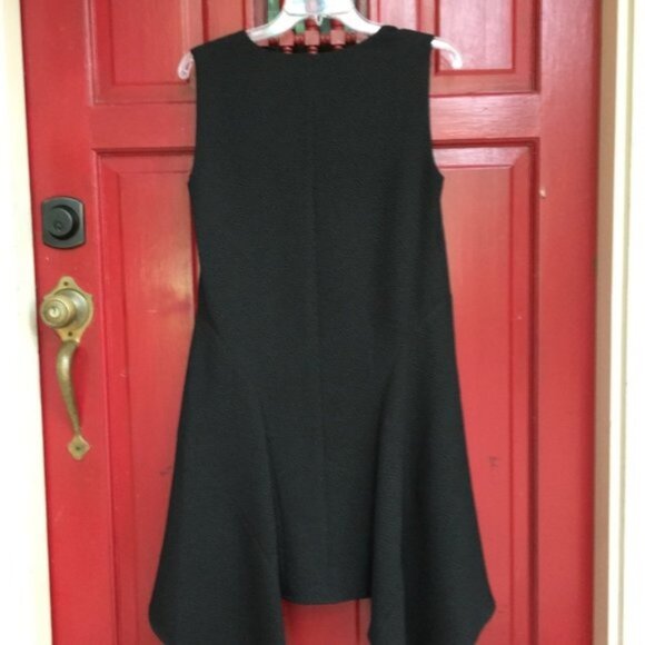 New BCBGMaxAzria Bette jacquard minimalist notch collar boxy high-low mini dress - Picture 11 of 16